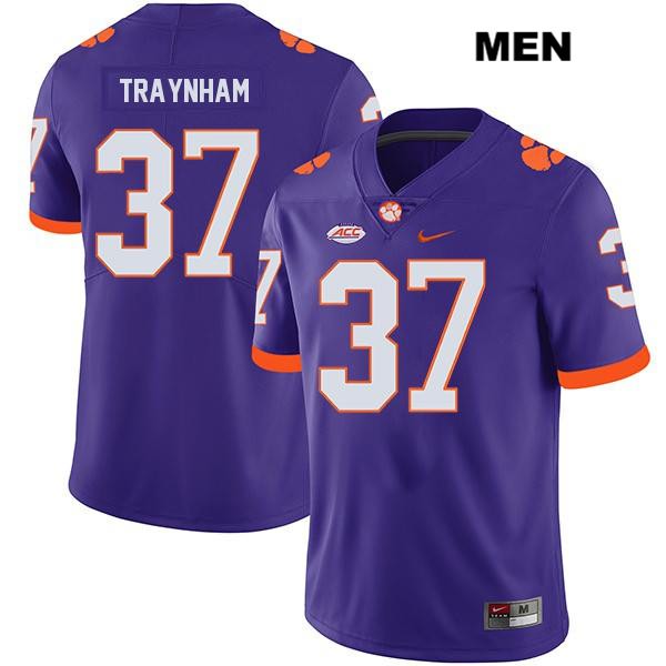 Men's Clemson Tigers #37 Tyler Traynham Stitched Purple Legend Authentic Nike NCAA College Football Jersey MNG3446UP